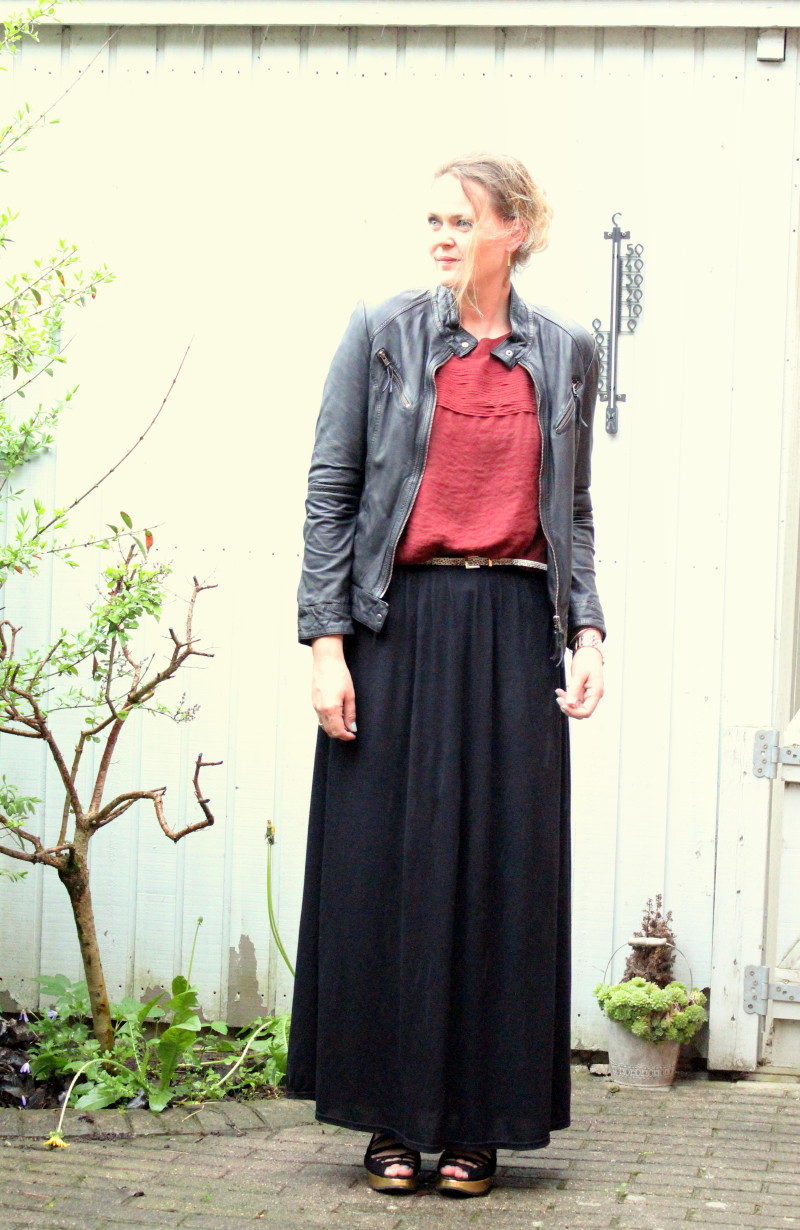 maxi skirt leather jacket provider topshop